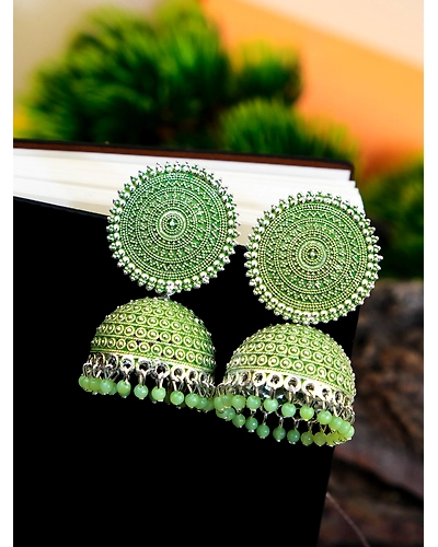 Ruhi Jhumka- Oxidised Silver Party Wear Jhumka Earrings for Women &amp; Girls-3
