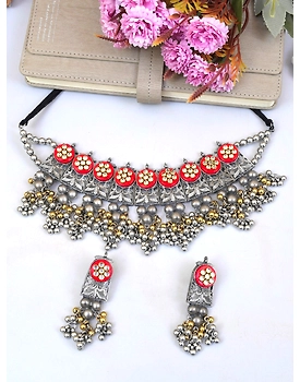 Ruhi Oxidised Silver Jewellry Set-Tribal Banjara Choker Necklace Set for Women