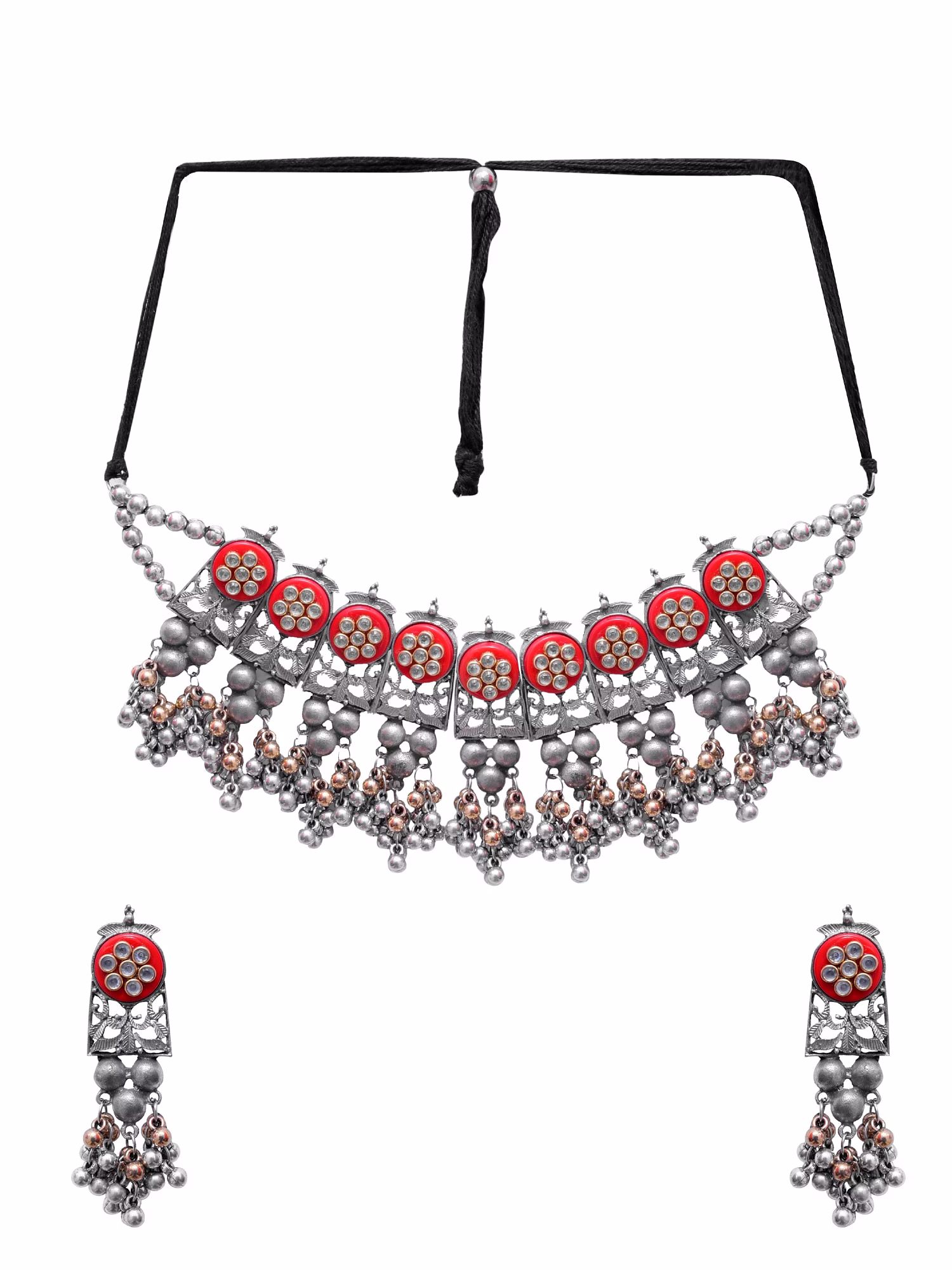 Ruhi Oxidised Silver Jewellry Set-Tribal Banjara Choker Necklace Set for Women image 3