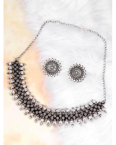 Oxidised Silver Festival Jewellery Set for Women-1