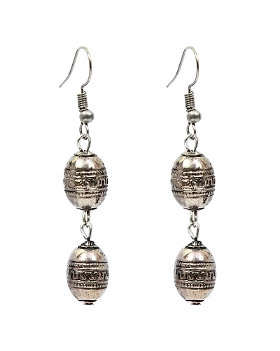 Oxidised Silver Multi Layer Necklace and Earrings Set for Women-2