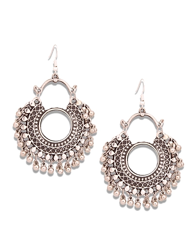 Affordable Oxidised Silver Afghani Mirror Pendant and Earrings Set-2