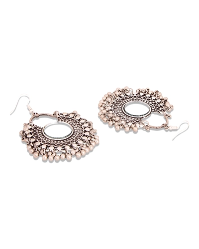 Affordable Oxidised Silver Afghani Mirror Pendant and Earrings Set-3