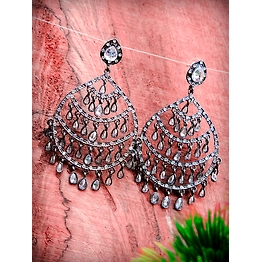 Gonasika Oxidised Silver Elegant Crystalline Drops Indian Earrings for Women