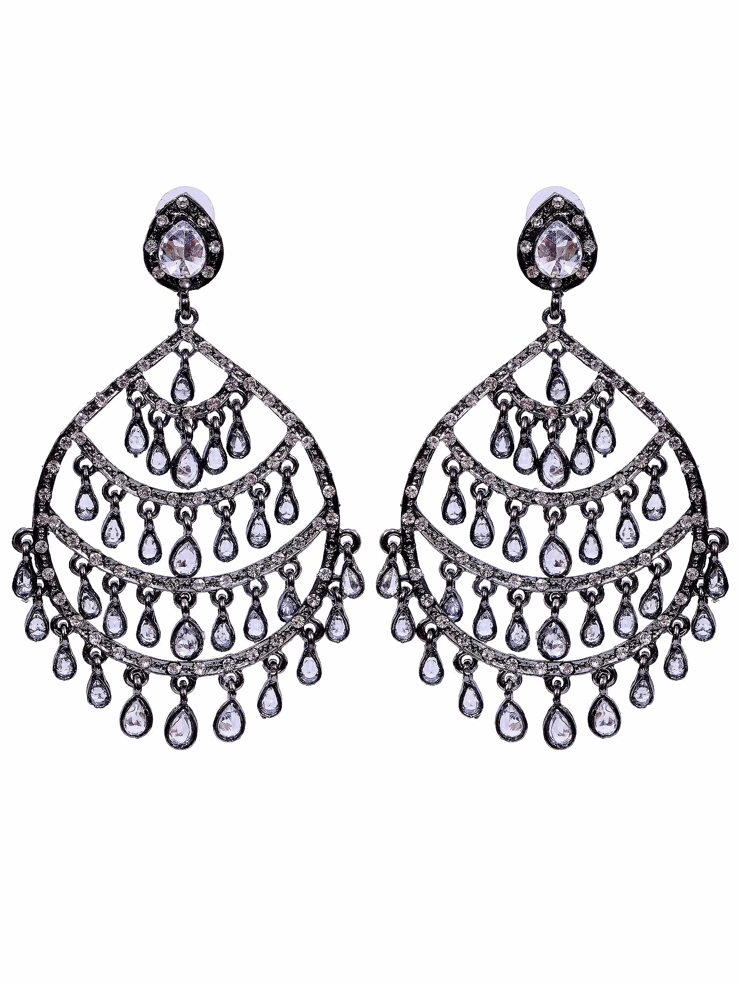 Oxidised Silver Elegant Crystalline Drops Indian Earrings for Women image 4