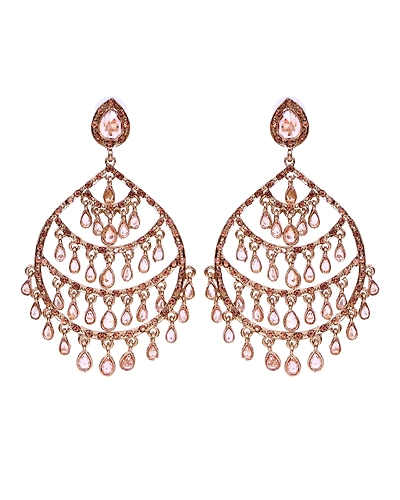 Oxidised Silver Elegant Crystalline Drops Indian Earrings for Women-4