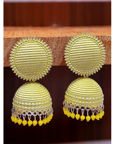 Oxidised Silver Mess Pattern Party Wear Jhumka Earrings for Women-1