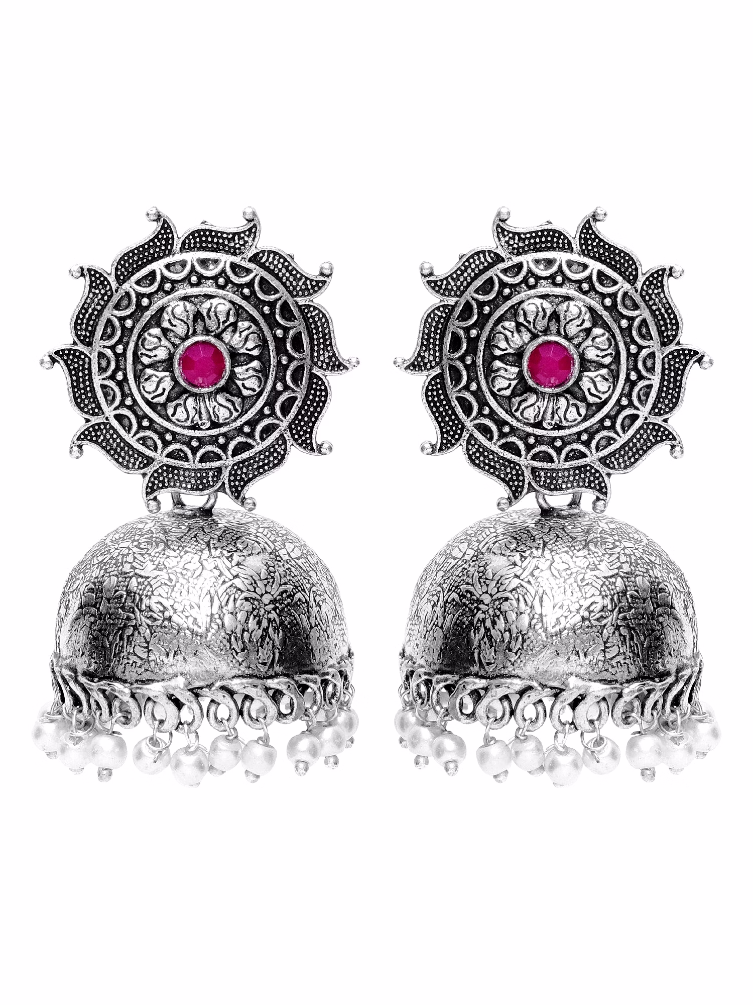 Elegant Oxidised Silver Plated Big Jhumka Earrings for Style Savvy Women image 2