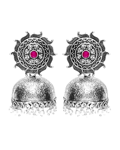 Elegant Oxidised Silver Plated Big Jhumka Earrings for Style Savvy Women-1