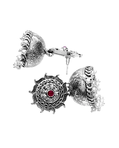 Elegant Oxidised Silver Plated Big Jhumka Earrings for Style Savvy Women-2