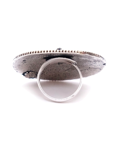 Oxidised Silver Boho Fashion Flower Ring for Everyday Glamour-2