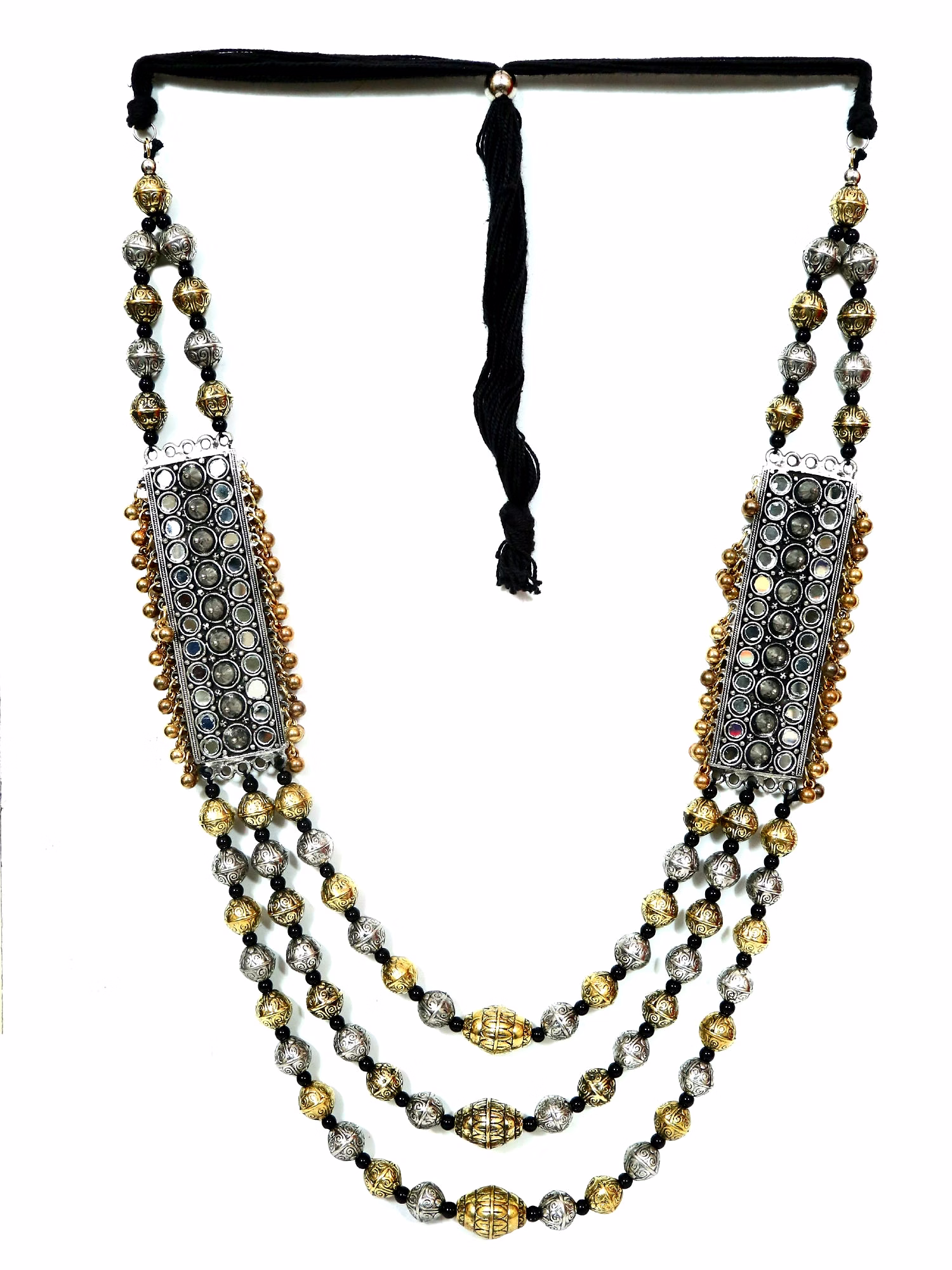 Oxidised Silver Fusion Multi-Layered Necklace Set image 2