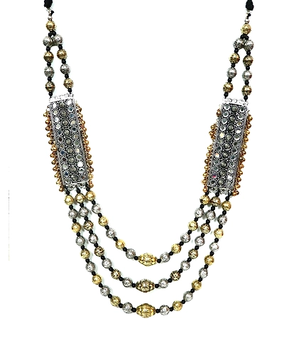 Oxidised Silver Fusion Multi-Layered Necklace Set-2