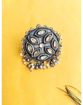 Oxidised Silver Statement Mirror Rings for Girls and Women