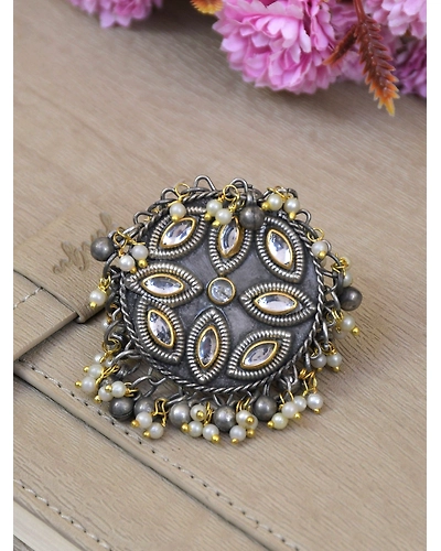 Oxidised Silver Statement Mirror Rings for Girls and Women-2