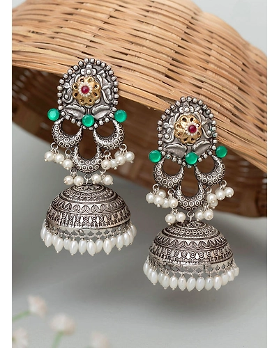 Aneevra Oxidised Jhumka-12668901