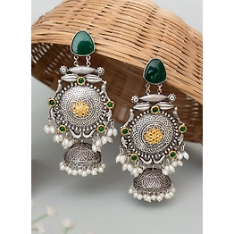Gonasika Sameena Oxidised Long Jhumka