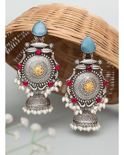 Sameena Oxidised Long Jhumka-1