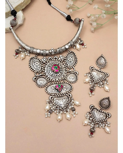 Joshnika Oxidised Hasli Necklace set-2