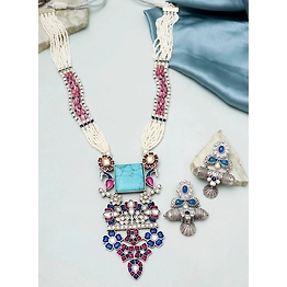 Gonasika Aatisha Oxidised long Necklace set