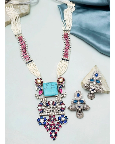 Aatisha Oxidised long Necklace set-12668979