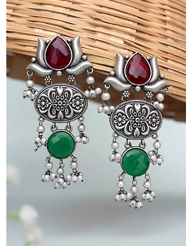 Pradnya Lotus Oxidised Earrings