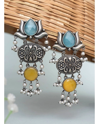 Pradnya Lotus Oxidised Earrings-2