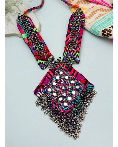 Saanj Handwoven Oxidised Necklace-1