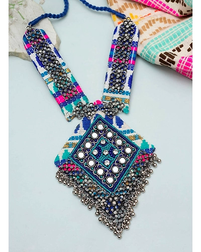 Saanj Handwoven Oxidised Necklace-2