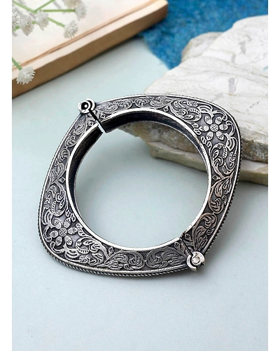 Shakun Silver Oxidised Bracelet-1