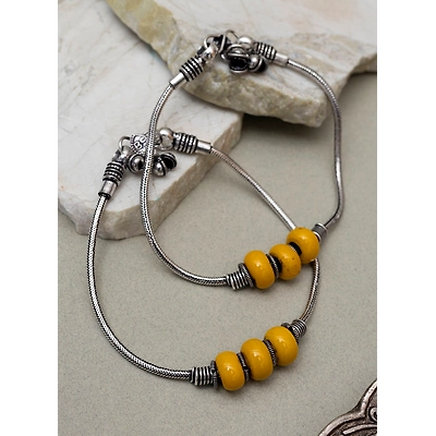 Gonasika Padmaza silver oxidised anklet