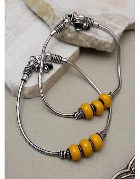 Padmaza silver oxidised anklet