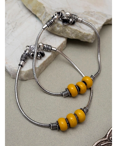 Padmaza silver oxidised anklet-12669429