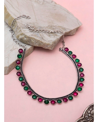 Girija silver oxidised anklet-12669427