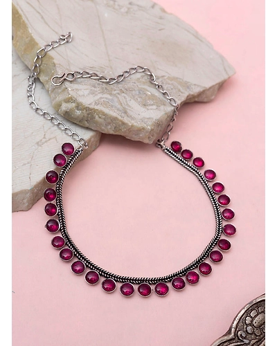 Girija silver oxidised anklet-2