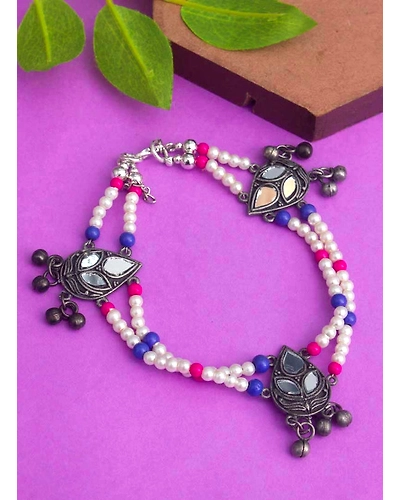 Vagini Oxidised Anklet-12669545