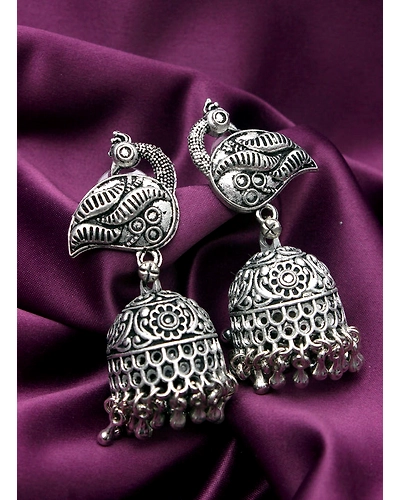Peacock oxidised jhumka-1