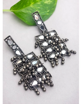 Blue Stone Oxidised Earring