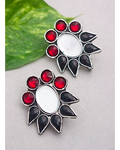 Drop Round Silver Stud-12669585