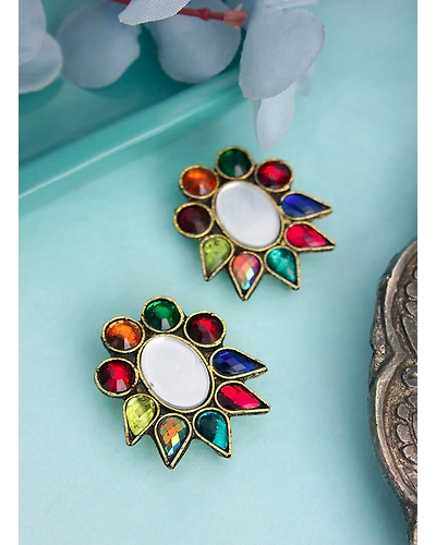 Drop Round Golden Stud-12669581
