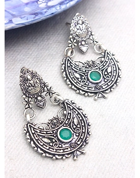 laxmi green stone oxidised earring