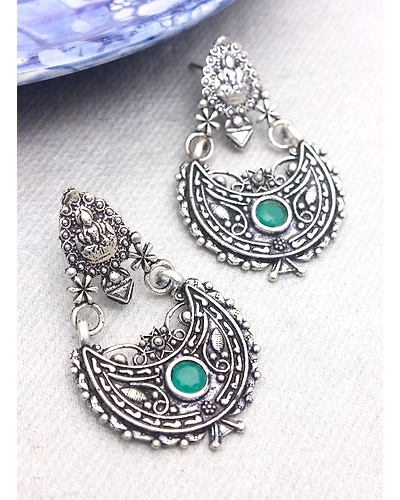 laxmi green stone oxidised earring-1