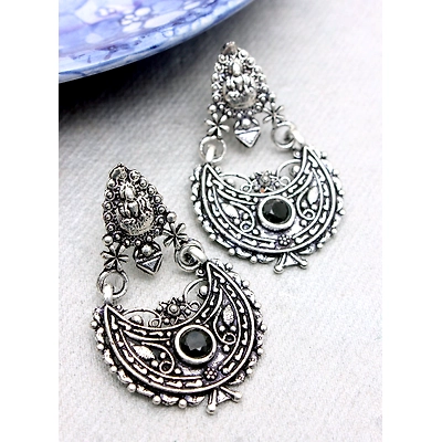 Gonasika laxmi black stone oxidised earring