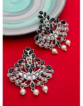 White and black stone earring