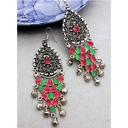 Gonasika oxidised long drop jhumka