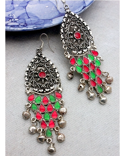 oxidised long drop jhumka-1