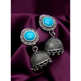 Gonasika Dome Oxidised Jhumka