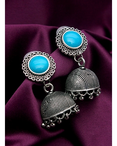 Dome Oxidised Jhumka-1