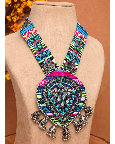 Handwoven Oxidised Necklace-12669627