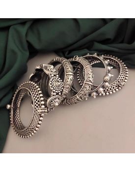 RAKSHA Silver Replica Bangles Combo Set